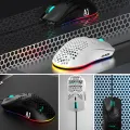HXSJ Ajazz AJ390 USB Wired Gaming Mouse with 7 Keys Adjustable DPI Ergonomic Design Hollowed-out Honeycomb Design White. 
