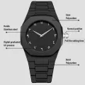 Time Lover's Arabic Watch Waterproof Men's Quartz Watch Black PC Plastic watch for men - Aura Arabic Watch - Black.