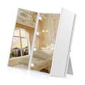 Tri Fold Makeup MirrorAolvo Vanity Illuminated Cosmetic Foldable Travel Compact Pocket Makeup Mirror With 8 LED Lights Baterry Operated. 