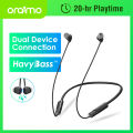 Oraimo OEB-E30D Shark 4 - ডুয়াল EQ - ২০ ঘণ্টা প্লেটাইম - IPX5 ওয়াটারপ্রুফ - নেকব্যান্ড ওয়্যারলেস ইয়ারফোন ব্লুটুথ হেডসেট.