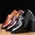 movechain Men Crocodile Grain Leather Dress Business Office Slip-on Shoes Mens Wedding Party Loafers Men's Casual Buckle Flats KEEMEEUYZO. 