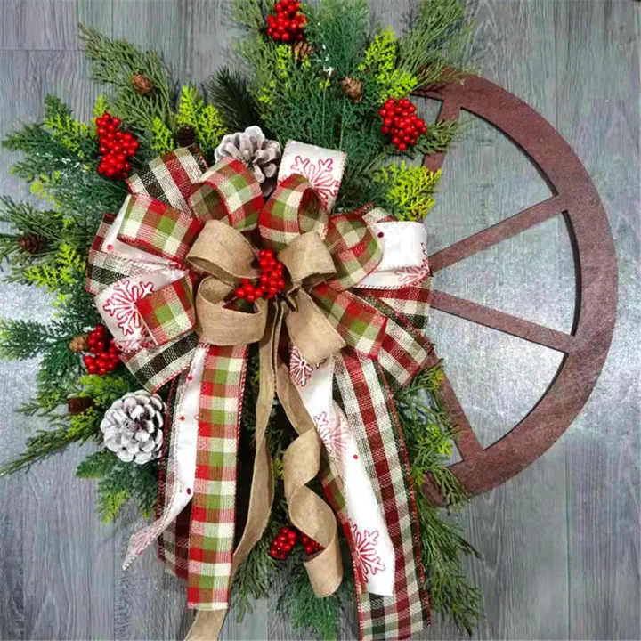 Red%20Wagon%20Wheel%20Wreath%20with%20Ribbons%20Pine%20Berries%20Vintage%20Farmhouse%20Wreath%20for%20Front%20Door%20Christmas%20Decorations%20Wreath%20for%20Window%20Outdoor%20Winter%20Wreath%20Home%20Garden%20Garland%20-%20Image%209