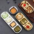 Stainless Steel Sauce Dish Spice Plates Gravy Boats Appetizer Serving Tray Rectangle Divided Oil Spice Dipping Tray Small Dish.