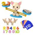 【HOT】 Montessori Math Cartoon Frog Cat Design Number Balance Scale Counting Game Kids Early Educational Learning Toys. 