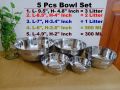 5-Piece Stainless Steel Bowl Set - This Set Includes Five Stainless Steel Bowls With A New Design And Non-Slip Feature. 