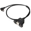 Mini USB 5 Pin Male Left Angeled to USB 2.0 B Female Printer Panel Mount Cable. 