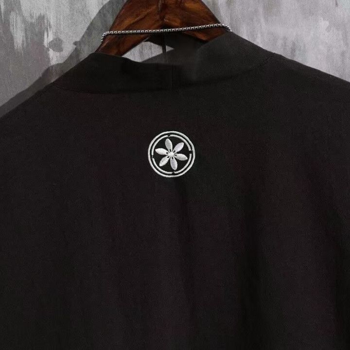 Summer%20Men's%20Haori%20Cardigan%20Kimono%20Shirt%20Samurai%20Japanese%20Clothing%20Robes%20Loose%20Yukata%20Shirts%20Streetwear%20Asia%20Japanese%20Clothes%20-%20Image%205