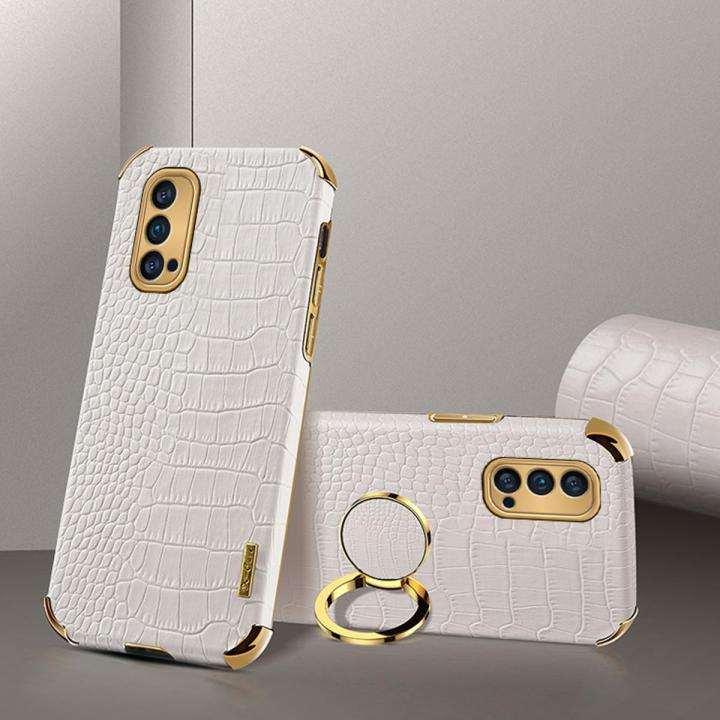 Case for OPPO Reno4 Pro 5G Crocodile Pattern 360 Degree Rotating Ring Protective Cover Compatible with Magnetic Car