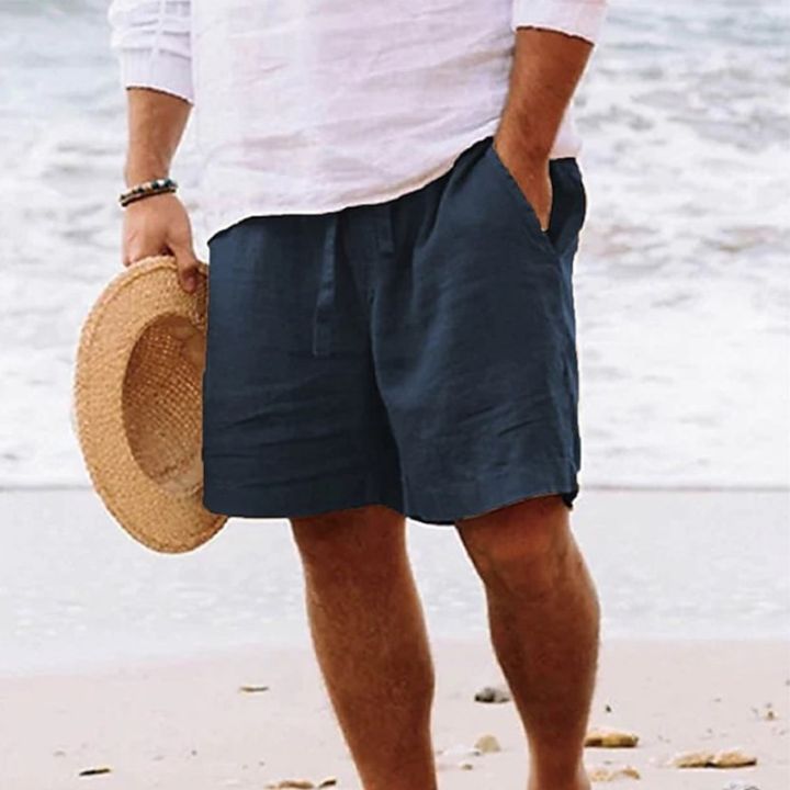 New%20Men's%20Linen%20Short%20Shorts%20Drawstring%20Pants%20Male%20Men%20Summer%20Cotton%20Breathable%20Solid%20Color%20Shorts%20Trousers%20Clothing%20Streetwear%20-%20Image%207