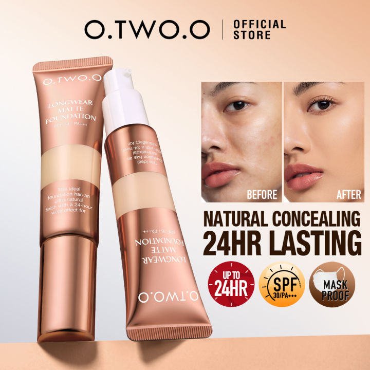 Honoria Honoeie O.TWO.O Foundation Cream for Face SPF 30 PA++ Waterproof Brightening Matte High Coverage Makeup Base Liquid Foundation Cosmetics