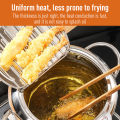 Deep Fryer Pot Tempura Frying Pan 304 Stainless Steel Flat Bottom Japanese Style Cookware W/Lid & Temperature Control Thermometer.