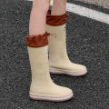 Rain Boots Women's Fashion Outerwear Soft Bottom Waterproof New Rubber Shoes Kitchen Anti-Slip Knee-High Rain Boots Labor Protection Wear-Resistant Rain Shoes. 