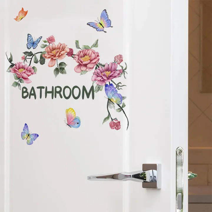 Beautiful%20Butterfly%20Flower%20Wall%20Stickers%20Toilet%20Bathroom%20Door%20Decoration%20Mural%20Home%20Decor%20Self-adhesive%20Beautify%20Wallpaper%20Fayshow%20-%20Image%202