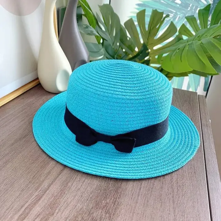women%20straw%20hat%20Flat%20Top%20Straw%20Hat%20Vacation%20Casual%20Shopping%20Beach%20Hats%20for%20Woman%20Hats%20for%20girls%20Church%20Courtesy%20Panama%20Sun%20Hat%20-%20Image%203