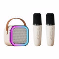 K12 Portable Karaoke Machine Bluetooth 5.3 Speaker System with 1-2 Wireless Mic Mini Home Theater Speakers Adjustable LED Lights. 