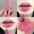 Glitter Clear Solid Lip Gloss Pink Mirror Lipstick Pen Watery Jelly Moisturizing Lip Tint Love Heart Shape 3pcs/set.