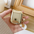 Electroplated Gold Earphone Case for Apple AirPods 1 2 Pro 3 AirPod Case Cute Plating Pearl Ornaments Keyring Soft Cover funda. 