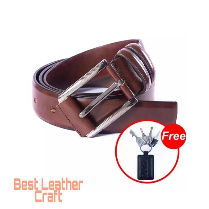 Chocolate Leather Formal Belt For Boys (Key Ring FREE)
