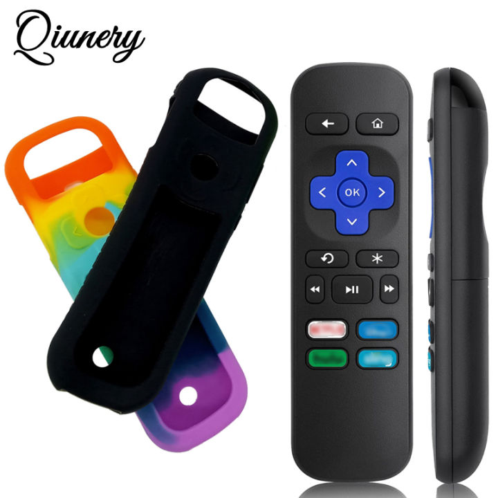 Qiunery Silicone Protective Case Compatible For Roku Tv Series Universal Smart Remote Control Shockproof Protector Cover