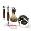 6pcs/kit Men Shaving Brush Holder Safety Razor Soap Bowl Set Metal Spray Paint Blue/Wooden/Ivory Barber Classic Grooming Gift.