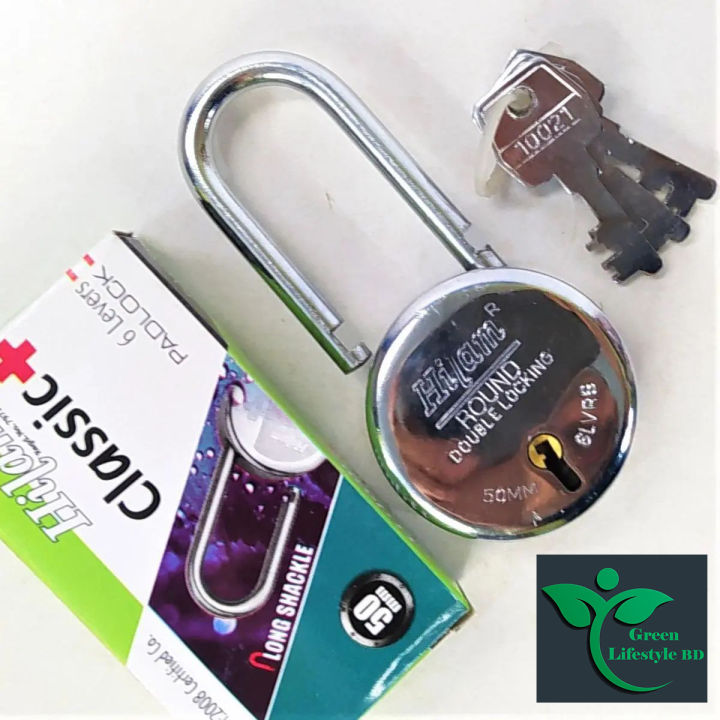 Extra Long Shekel steel Tala 50 mm Padlock 06 levers 3 keys Heavy Duty Padlock for Home & Office.