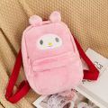 Sanrio Plush Backpack For Women Kawaii Hello Kitty Kuromi Mymelody Cinnamoroll Soft Schoolbag Cartoon Cute Girl Small Travel Bag. 