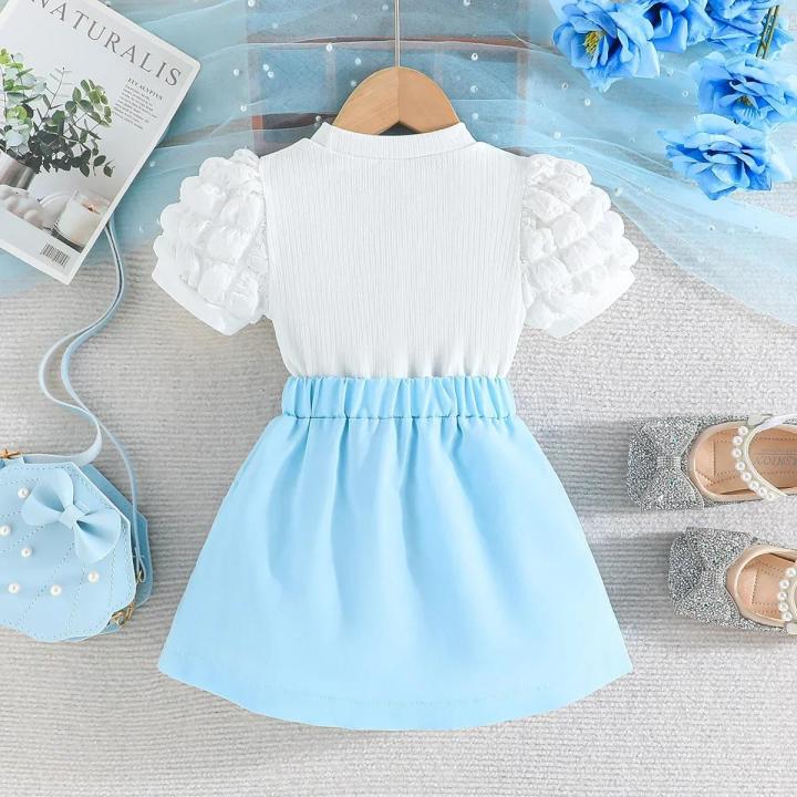 Terno%20For%20Kid%20Girl%20Puff%20Sleeve%20Blouse%20and%20Elastic%20Skirt%20Summer%20Outfit%20Toddler%20Infant%20Clothing%20Set%20Kids%20Wear%20Ootd%20For%20Baby%20Girl%20-%20Image%202