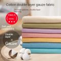 Double Layer Gauze Crepe Cloth 100% Cotton Fabrics High Quality Textile By The Meter for Dress Clothing Sewing Pleated Soft Blue. 
