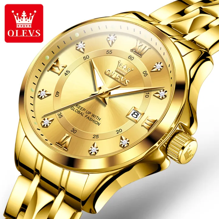 (1%20Year%20Warranty)%20OLEVS%20Men's%20Original%20Waterproof%20Watch%20Gold%20Watch%20Quartz%20Stainless%20Steel%20Strap%20Calendar%20Luminous%20Business%20Style%202906%20-%20Image%207