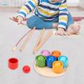Rainbow Balls in Cups Wooden Sorter Game Wooden Sorting Balls Toys for Primary Activity Kindergarten.