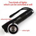 【NEW】 2 In 1 UV Flashlight Purple White Dual Light Zoomable Torch Pet Urine Stains Detector Scorpion Hunting Ultraviolet Flashlights.
