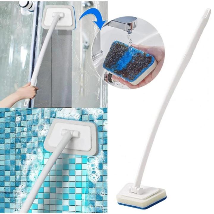 Bathroom Wall Brush Multi-Functional Long Handle Removable Brush Household Floor Bathtub Brushes Tile Sponge Cleaning Brush 1Pcs