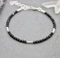 Black Crystal Tourmaline Bracelet, Empath Protection Bracelet for Women, Dainty Black Tourmaline Jewelry,. 