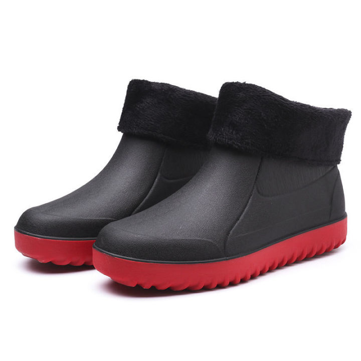 Rain%20Boots%20Waterproof%20Stylish%20Water%20Shoes%20Men's%20Rain%20Boots%20Short%20Tube%20Mid%20Tube%20Kitchen%20Anti-Slip%20Rubber%20Shoes%20Fleece%20Lined%20Padded%20Warm%20Keeping%20Rubber%20Boots%20Winter%20-%20Image%204