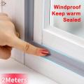 2 Meters Nylon Door Window Sealing Strip Waterproof Pu Foam Anti-mold Self-adhesive Strip Tape DIY Window Dust Proof Gap Filler/ Sealing Strips for Door Bottom Sliding Windows.