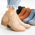 2022 Autumn New Women's Boots European and American Round Toe Side Zipper Block Heel Women's Leather Boots Plus Size Fashion Solid Color Fashion Boots. 