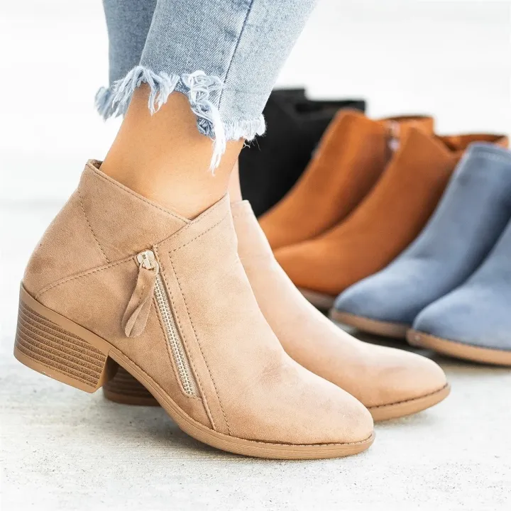 2022%20Autumn%20New%20Women's%20Boots%20European%20and%20American%20Round%20Toe%20Side%20Zipper%20Block%20Heel%20Women's%20Leather%20Boots%20Plus%20Size%20Fashion%20Solid%20Color%20Fashion%20Boots%20-%20Image%202