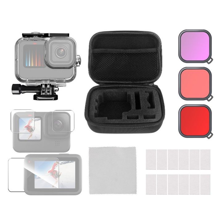 Andoer Sport Camera Waterproof Case 35M Protective Underwater Housing Shell with Storage Case-black