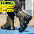 2024 New Safety Shoes Men Boots High Top Work Sneakers Steel Toe Cap Anti-smash Puncture-Proof work Boots Indestructible Shoes KEEMEEUYZO.