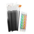 Nail Art Dotting tools and Painting Brush Set - (20pcs) - White, Pink , Black Random Colour.