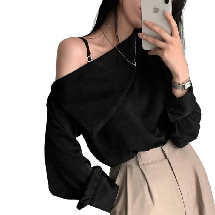 Sense%20of%20Design%20ins%20Large%20Lapel%20Strapless%20Long%20Sleeve%20Shirt%20Women's%20Salt%20Casual%20Korean%20Women's%20Outer%20Wear%20-%20Image%205