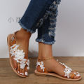 Foreign trade cross-border 2022 summer bohemian flowers buckle sandals women's flat toe sandals wish. 
