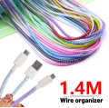 1.4M Colorful Laser TPU Data Cable Protector - Universal USB Charger Cable Sleeve. 