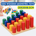 Wooden Geometric Blocks Montessori Educational Toys Baby Kids Shape Matching.