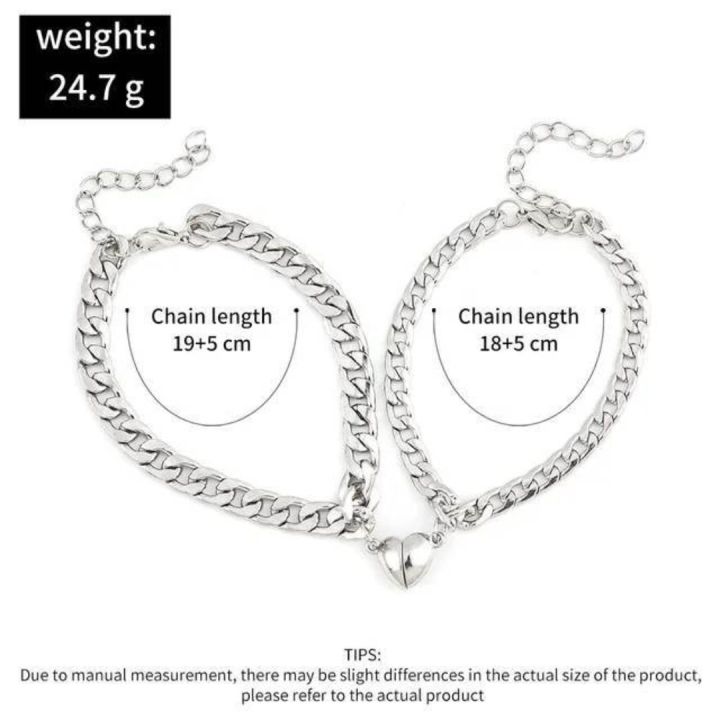 2pcs%20Couple%20Bracelet%20With%20Magnetic%20Heart%20Men's%20and%20Women's%20Love%20Bracelets%20Stainless%20Steel%20Charm%20Jewelry%20Gifts%20-%20Image%203