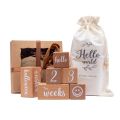 6pcs/1Set Baby Month Milestone Card Beech Block Square Engraved Newborn Birth Month Birthday Milestones Block Photography Props.