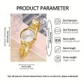 1/5pcs/set Golden Business Quartz Watch Minimalist Fashion Wrist Watch & Faux Pearl Jewelry Set, Gifts For Women Her. 