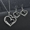 Diamond Crystal Heart Pendant Necklace Earrings and Bracelet Set Romantic Wedding Party Jewelry Set for Women 7 buyers. 
