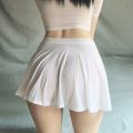 Lady Mini Skirts Club Sweet Harajuku Girls Dance Short Skirt Street High Waist Ice Silk A-Line Flared Pleated Women Dress.