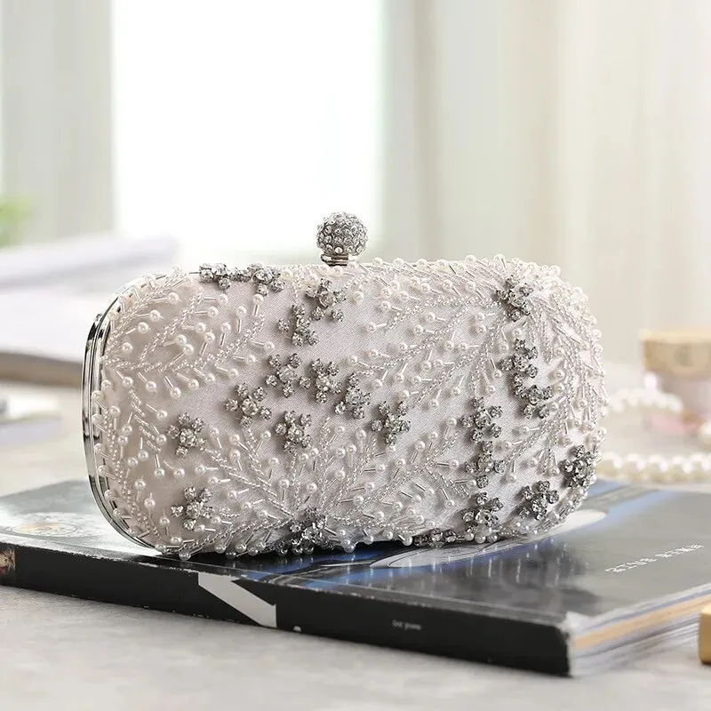 Women's Clutch Bag Crystal Pearl Clutch Purse Luxury Handbag
